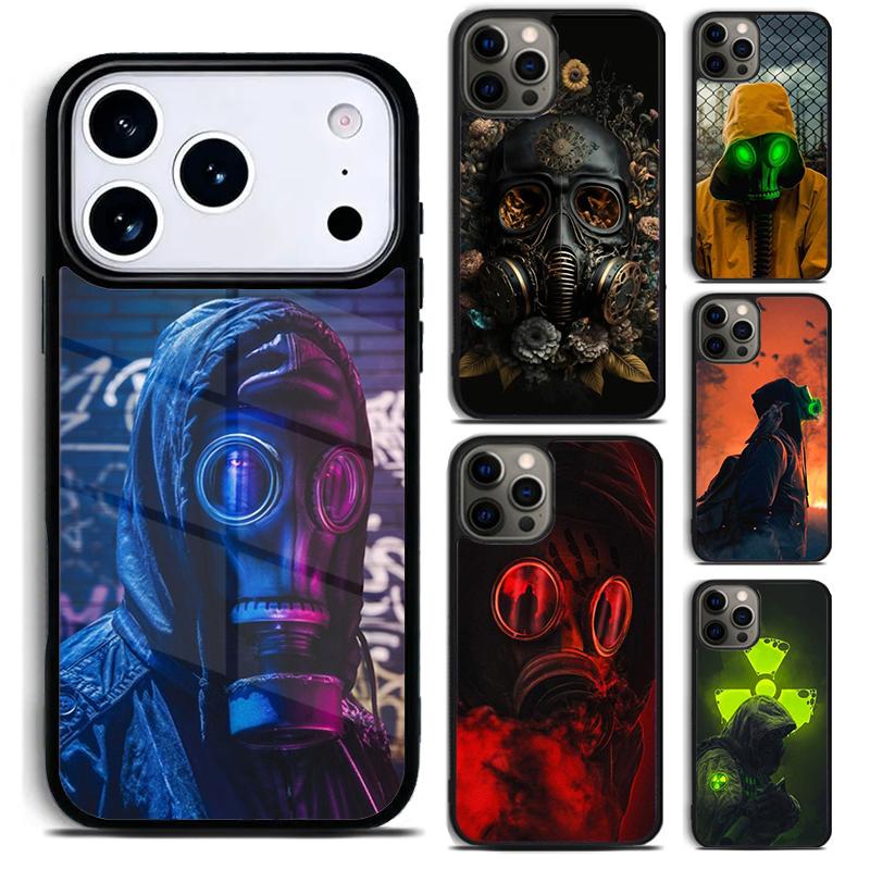 Skull Gas Mask Phone Case For iPhone 17,16e,15,14,13,12,11,Mini,Pro,MAX soft Silicone Cover
