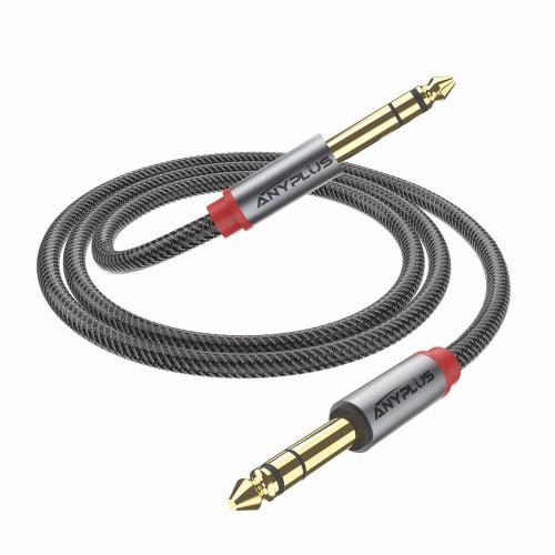 ANYPLUS 6.35mm Instrument Cable, 1m, 6.35mm Guitar Line Stereo Standard Plug Cable, Poles to Poles, Used to Connect Tuners, Guitars, Loudspeakers, Spe