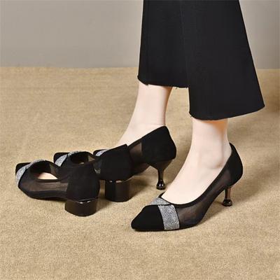 Модные женские сетчатые туфли на весну-лето, женские туфли из натуральной кожи, дышащие, с перфорацией, женские туфли с острым носком и неглубоким вырезом, одинарные туфли