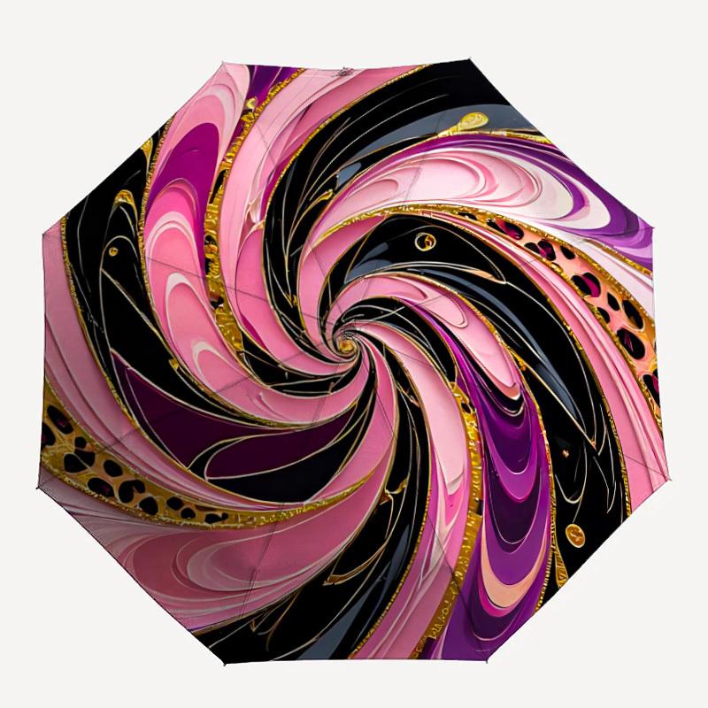 1pc Swirl Pattern Automatic Folding Umbrella - Portable Collapsible 8-Rib Umbrella for All Seasons yy251119215