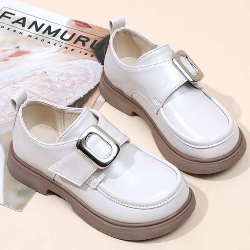 2024 Девочки Кожаные Туфли Британский Стиль Детская Обувь Принцессы Модные Детские Повседневные Школьные Туфли Мэри Джейн Черный Бежевый Универсальный