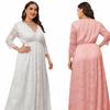 Autumn Plus Size Women's Lace Dress European and American Evening Dress Long Dress