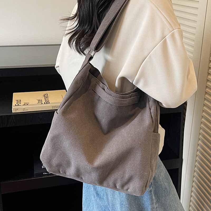 Large Capacity Canvas Bag Women's 2025 New Casual Fashion Commuter Tote Bag Simple Fashion Shoulder Messenger Bag