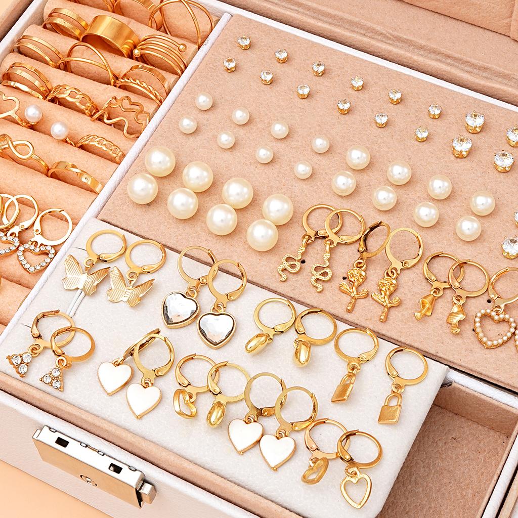 73 Pcs/Set Fashion Wide Face Earrings Necklaces Bracelets Ankles Rings Fashion Combinations Jewelry Sets For Women's Gifts NoBox