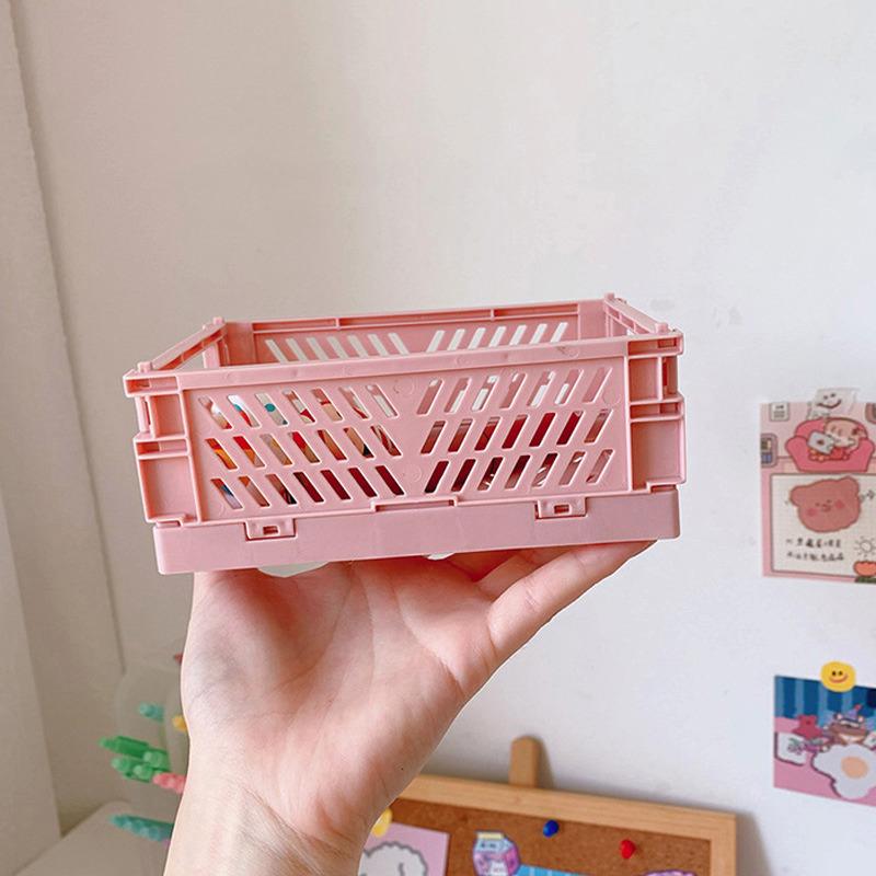 Складной ящик, пластиковый складной ящик для хранения, корзина, косметический контейнер, настольный держатель, ящик для хранения школьного стола для домашнего использования