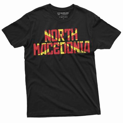 Men's North Macedonia T-shirt Macedonia Country Coat of Arms Flag Tee Shirt