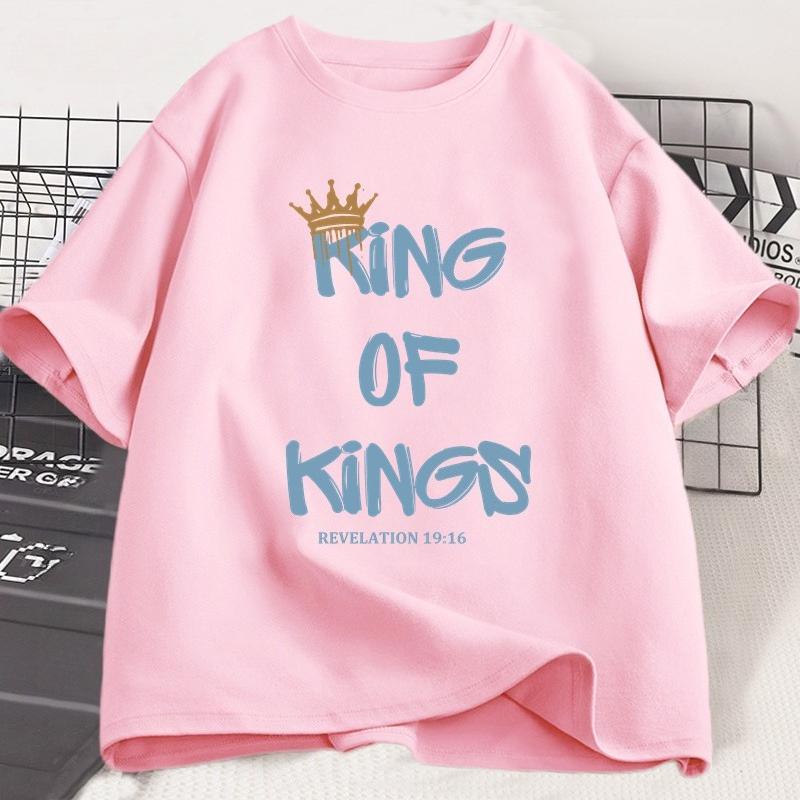 King Of Kings Tshirt Christian Clothing Religious Gift For Unisex Jesus Christ Streetwear Faith Short Sleeve Tees