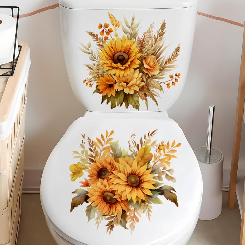 Sunflower Bouquet Wall Sticker Peel Stick Waterproof Floral Decor for Home Bathroom Toilet Living Room Walls