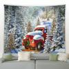 Home Decor Art Wall Hanging Dorm Bedroom Living Room Christmas Tapestry Santa Christmas Tree Ball Gift Fireplace Decoration