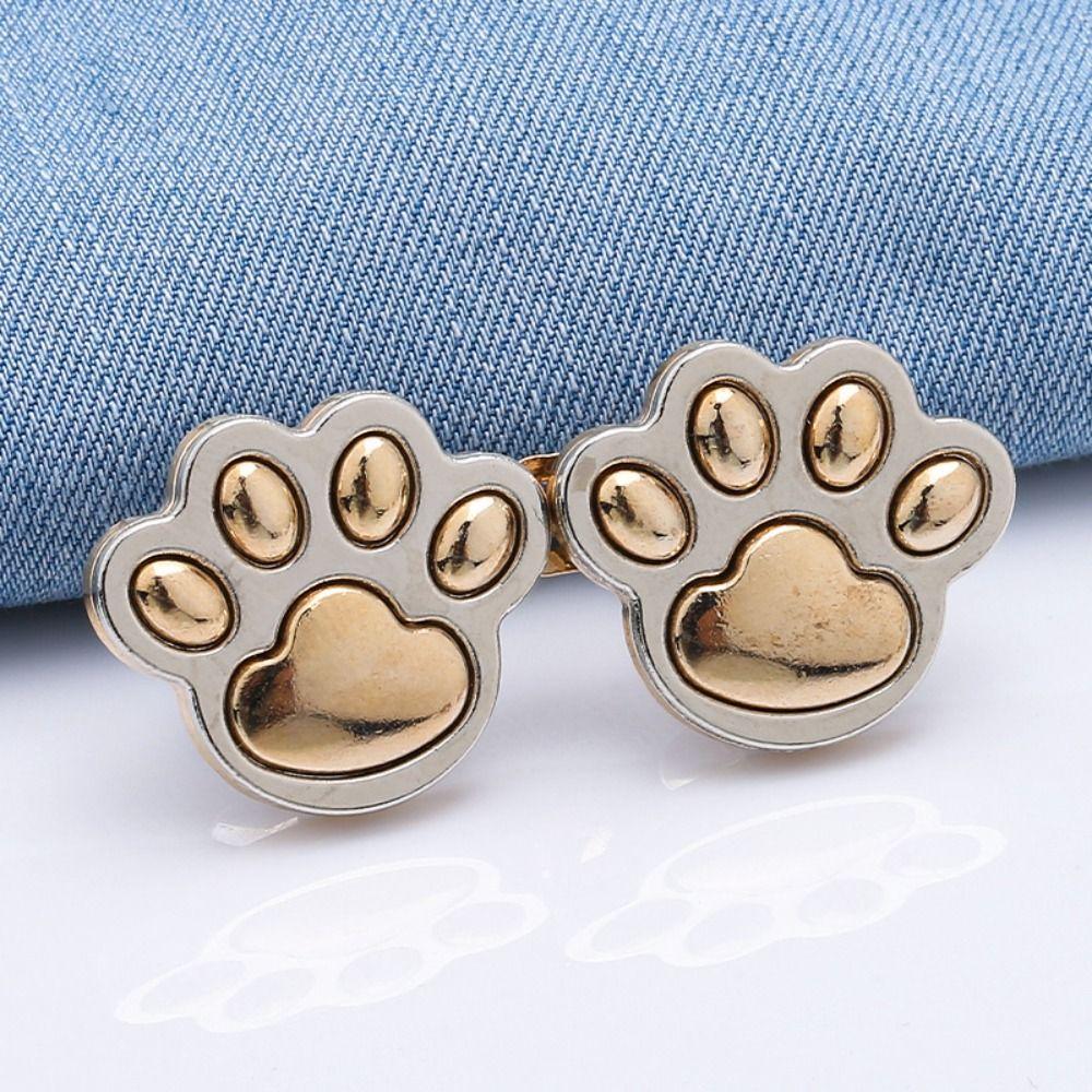 Zinc Zinc Alloy Puppy Paw Pants Button Tightener Waist Buckle Cat‘s Paw Twist Chain Brooches Skirts