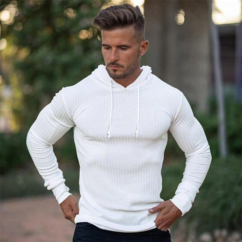 Muscleguys Осенняя мода, повседневная однотонная мужская одежда, спортивный свитер с капюшоном для бега, спортивная одежда, футболки для фитнеса