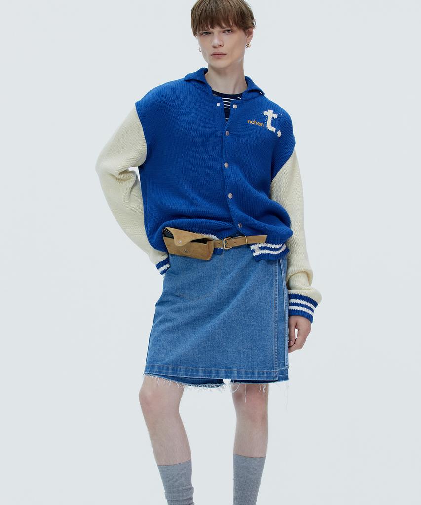 Nohant Varsity Knit Jacket Blue