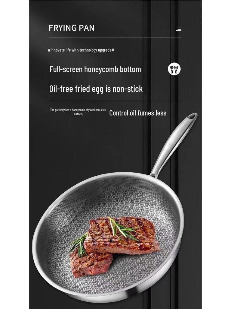 Антипригарная сковорода из нержавеющей стали с сотовой текстурой для жарки и тушения