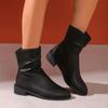 2024 New Round Toe Versatile Women's Boots Spring and Autumn Flat Heels Comfortable Professional Outerwear Naked Boots for Women