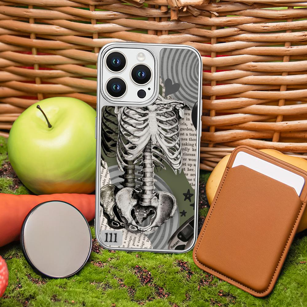 Cool man body stream fashion pattern Phone Case for iPhone 16 15 14 13 12 11 Pro Max Sheepskin Silver-edged protective case