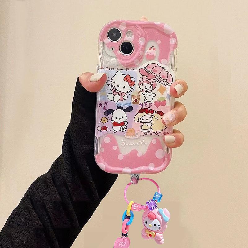 Cartoon Hello Kitty Bracket Pendant Case For Xiaomi Redmi Note 15 Pro 5G 15C 15 14C 13C Note 14 13 12 Pro Plus A7 Pro 5G Casing