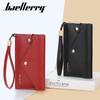 Baellerry Women's Long Purse Fashion Multi-card Slot Wallet Pu Leather Billfold Zipper Cell Phone Bag Korean Style Clutch Bag with Wrist Strap