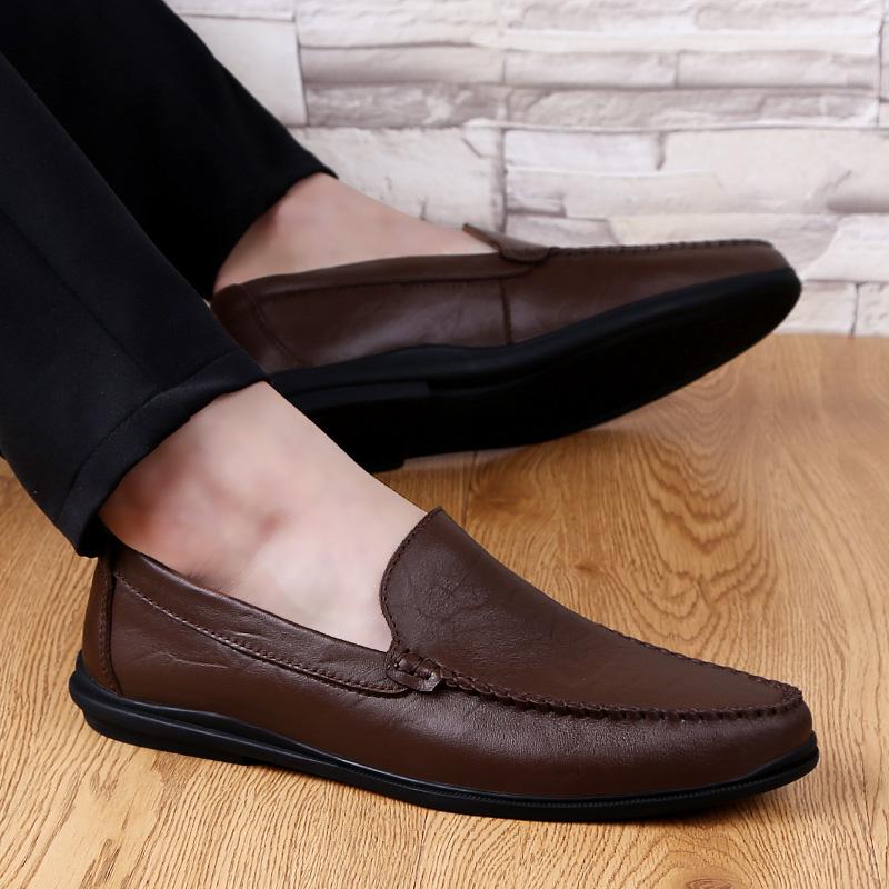 Italian Leather Mens Shoes Casual Luxury Summer New Men Loafers Driving Moccasins Male Comfortable Light Slip On Boat Shoes Man