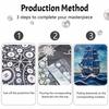 Pearl painting handmade DIY 5D pearl ship ocean wave pattern decorative hanging painting