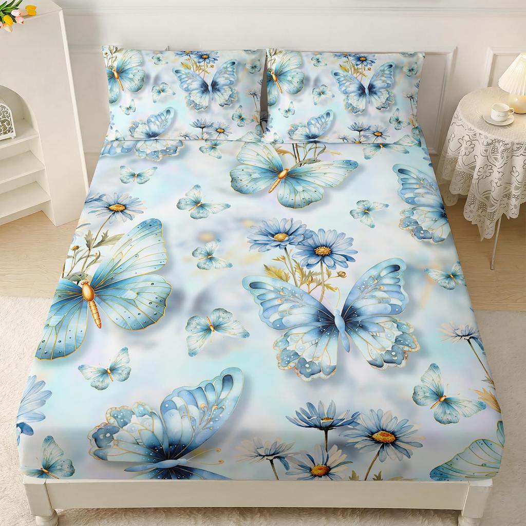 Красивый матрас с узором бабочек, трехпредметный комплект постельного белья с цифровой печатью, для взрослых и детей