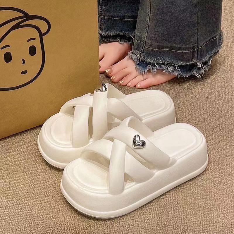 Женские летние тапочки EVA 2024 года: Повседневные, нескользящие, на толстой подошве, увеличивающие рост модные сандалии для отдыха на природе и пляжа.