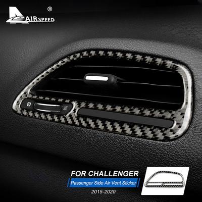 Real Soft Carbon Fiber for Dodge Challenger 2015 2016 2017 2018 Car Co-pilot AC Outlet Vent Sticker
