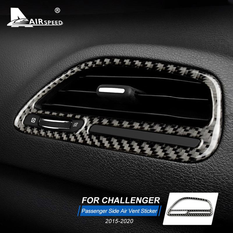 Real Soft Carbon Fiber for Dodge Challenger 2015 2016 2017 2018 Car Co-pilot AC Outlet Vent Sticker