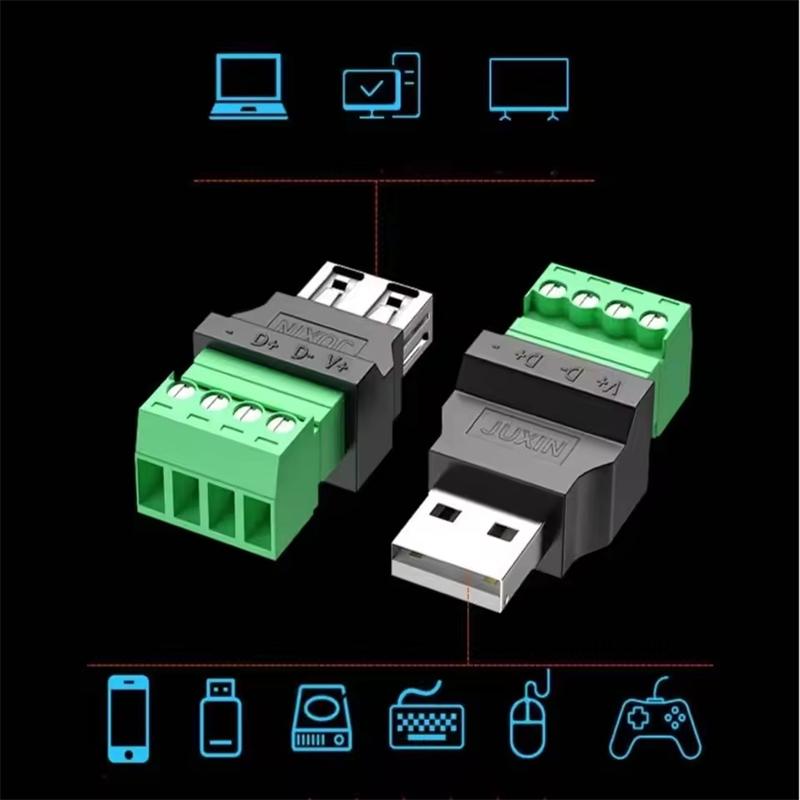 Разъем USB2.0 Избегайте сварки Штекер типа A Адаптер Разъем Гнездо USB Тип A 4-контактный Штекер/Гнездо 4-контактный Винтовой клеммный штекер