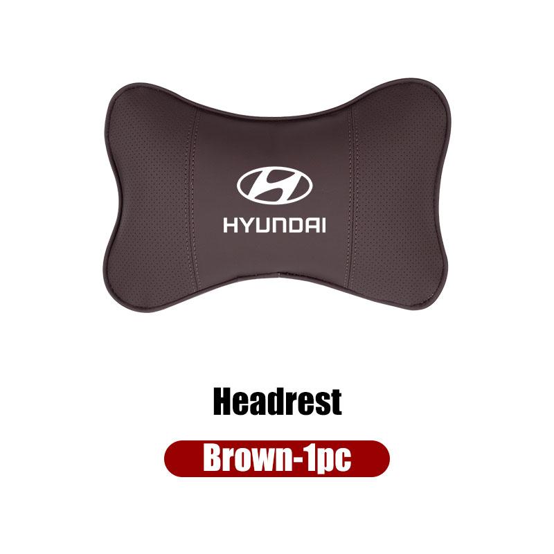 For Hyundai Car Leather Seat Belt Protect Shoulder Pads Cervical Spine Headrest Neck Pillow Ioniq Solaris Creta DD5