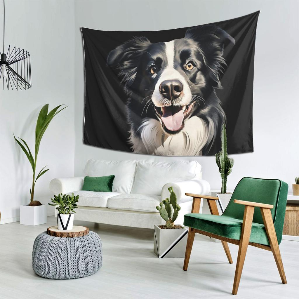 Border Collie Tapestry Decoration Art Aesthetic Tapestries for Living Room Bedroom Home Wall Cloth Wall Hanging