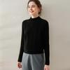2024 Autumn/Winter Women's Retro Cable Knit Half-High Neck Cashmere Loose Pullover Sweater - Simple Solid Color Base Layer