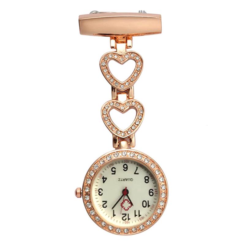 Fashion Women Pocket Watch Clip-on Heart/Five-pointed Star Pendant Hang Quartz Clock For Medical Doctor Nurse Watches