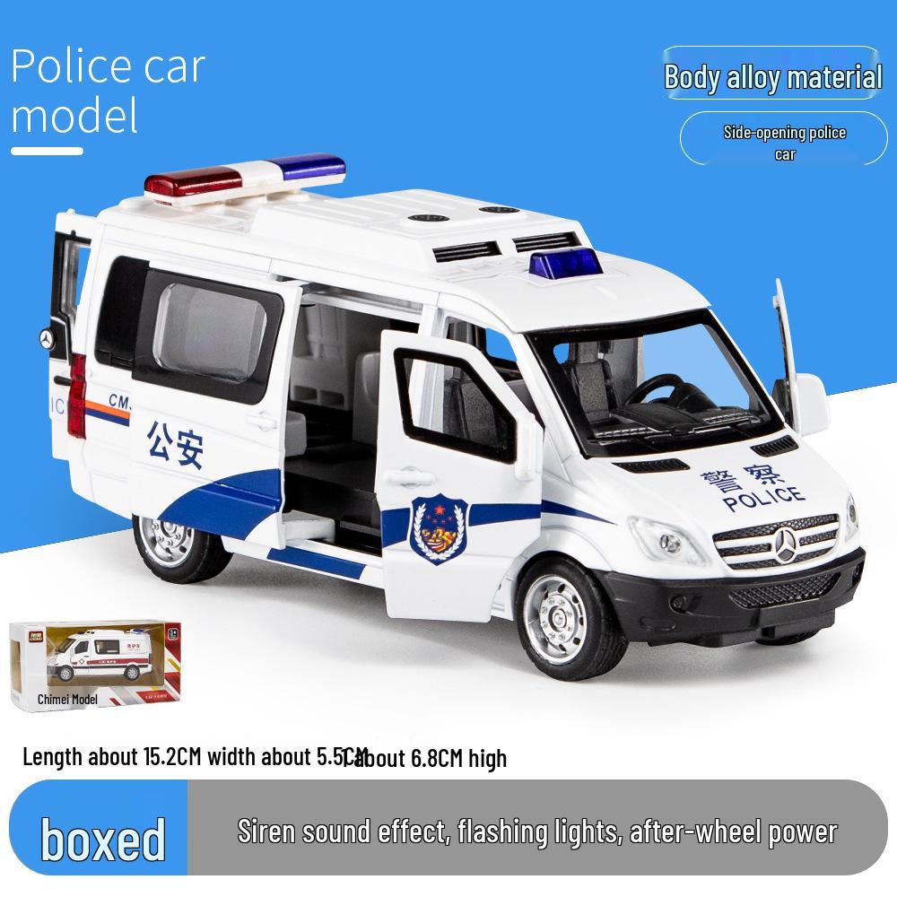 1:32 Игрушечная полицейская машинка из сплава с инерционным механизмом, со светом и звуком – Шесть открывающихся дверей для детей