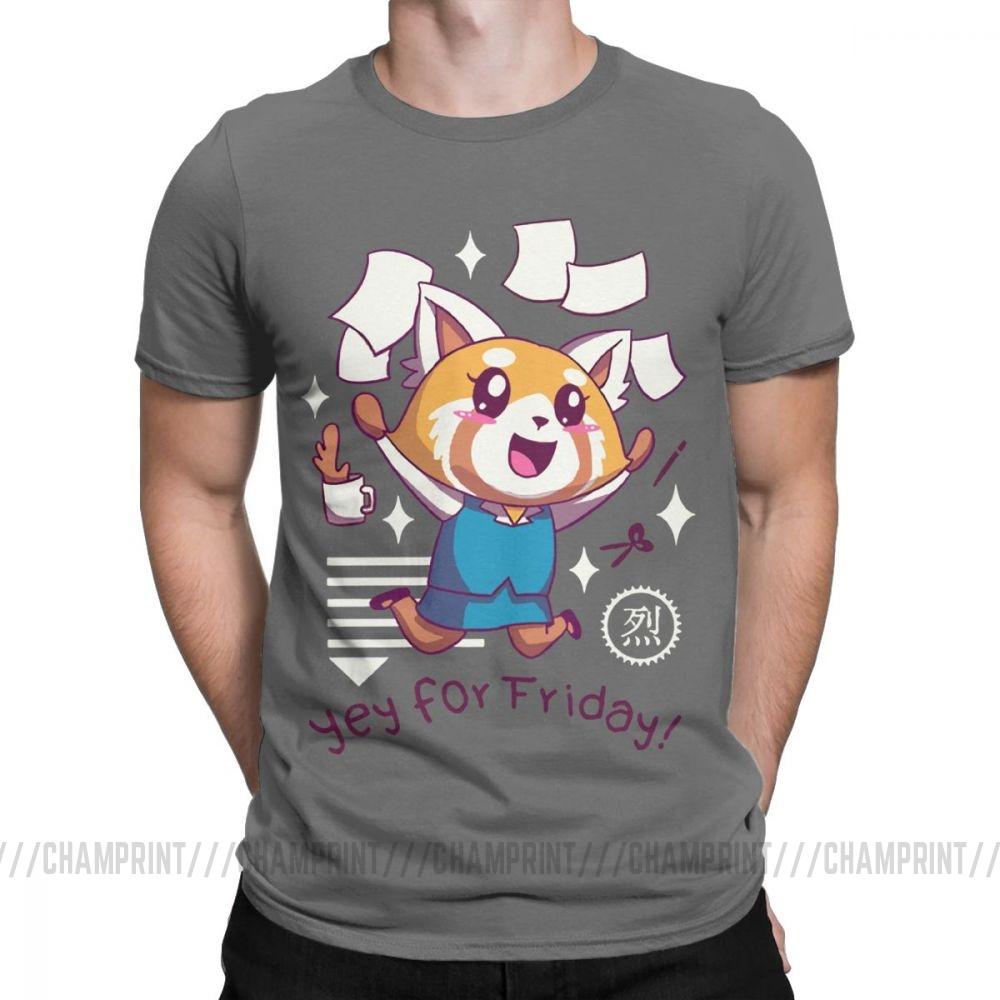 Aggretsuko Tee Shirt Aggressive Retsuko Yey For Friday Happy Weeken T Shirt For Men 100 Cotton
