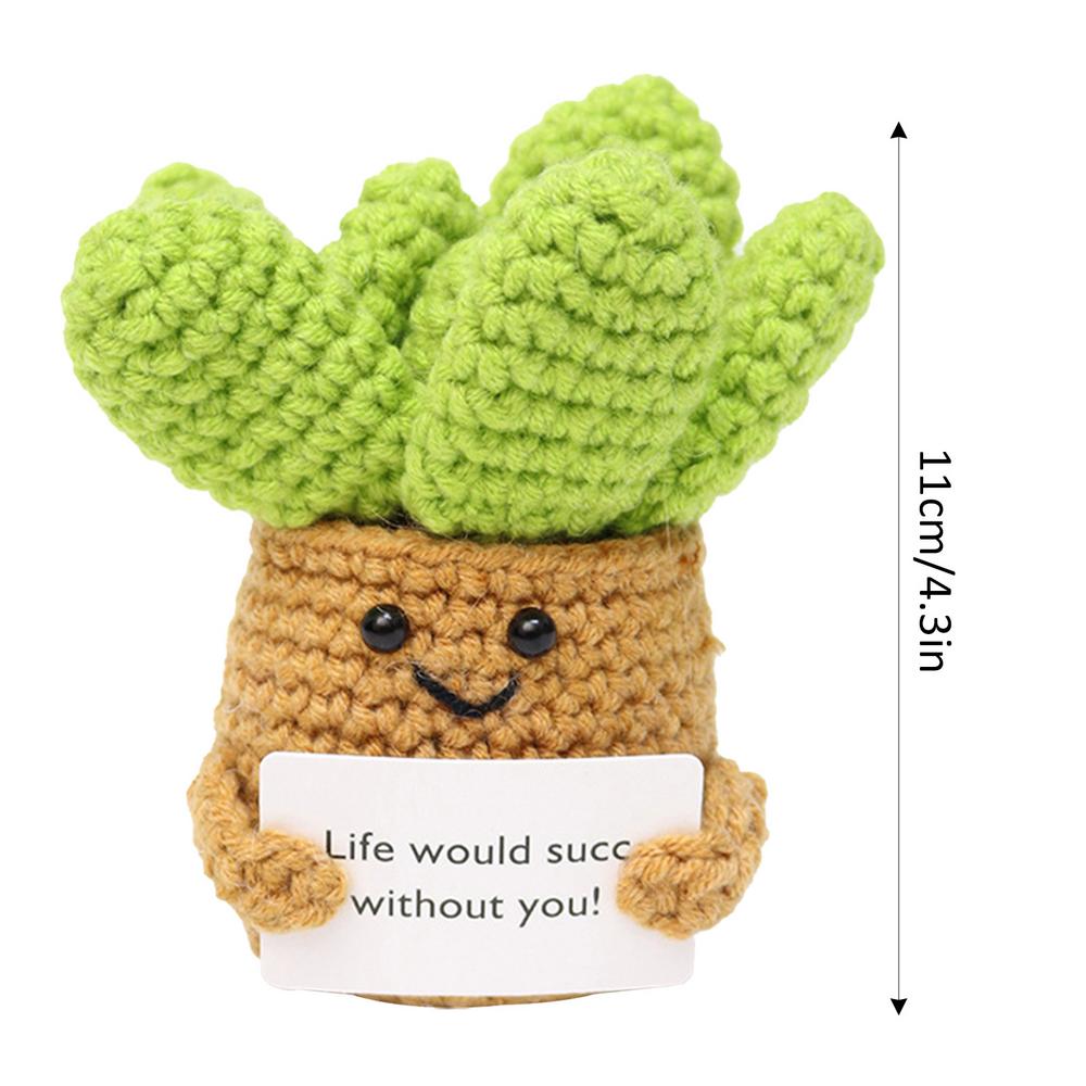 Positive Crochet Animals Mini Emotional Support Crochet Decor Cartoon Funny Cute Encouragement Knitted Doll Toy Decoration
