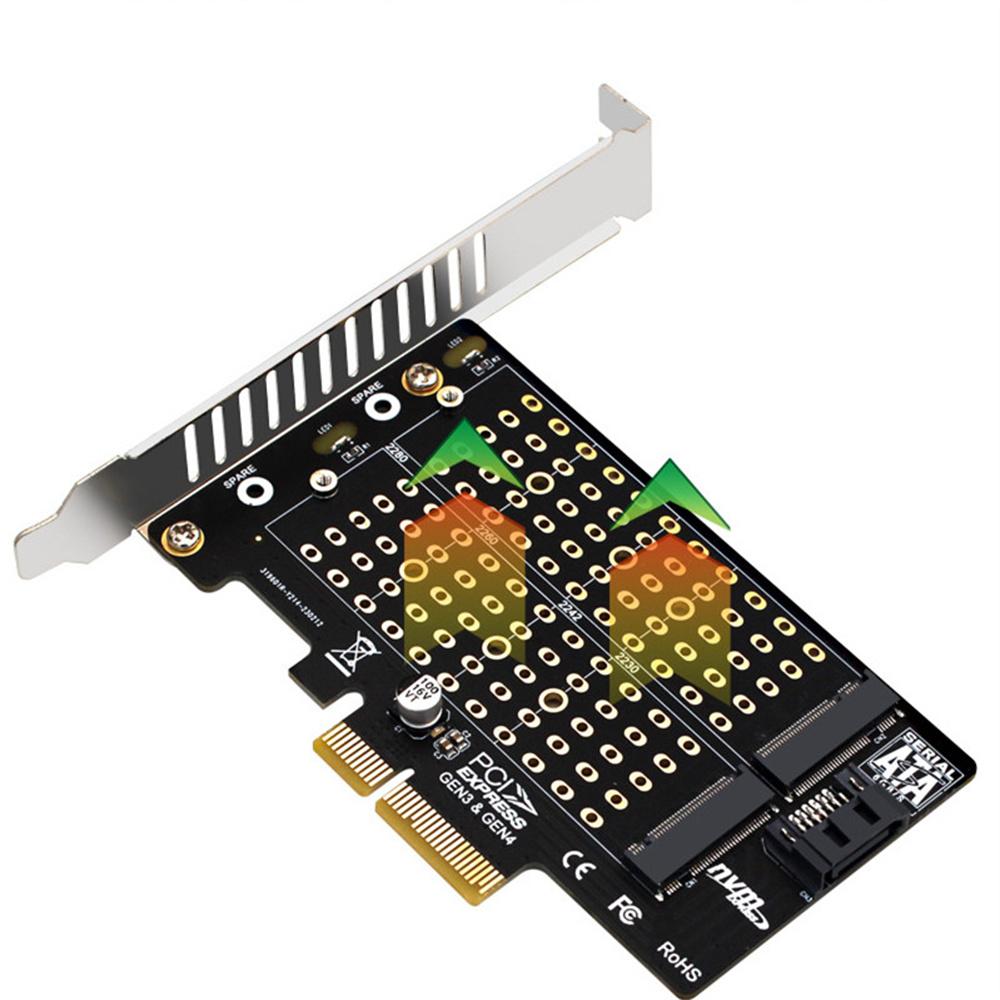 M.2 NVMe NGFF SSD To PCIE X4 X8 X16 SATA Dual SSD PCI Express Adapter Card