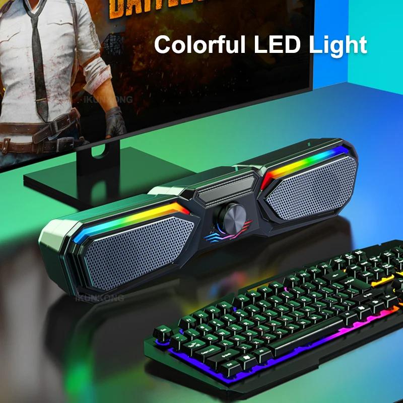 LED Computer Speakers TV Sound Bar Bluetooth Speaker AUX USB Wired and Wireless Home Theater System Sound Bar PC Soundbar RGB