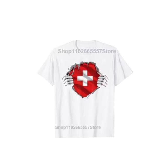 Switzerland Swiss Tshirt MMA Boxing Muay Thai National Flag Training Print 3D Short Sleeve Unisex Women Men Quick Dry Fitness Workout Gym Sport Casual