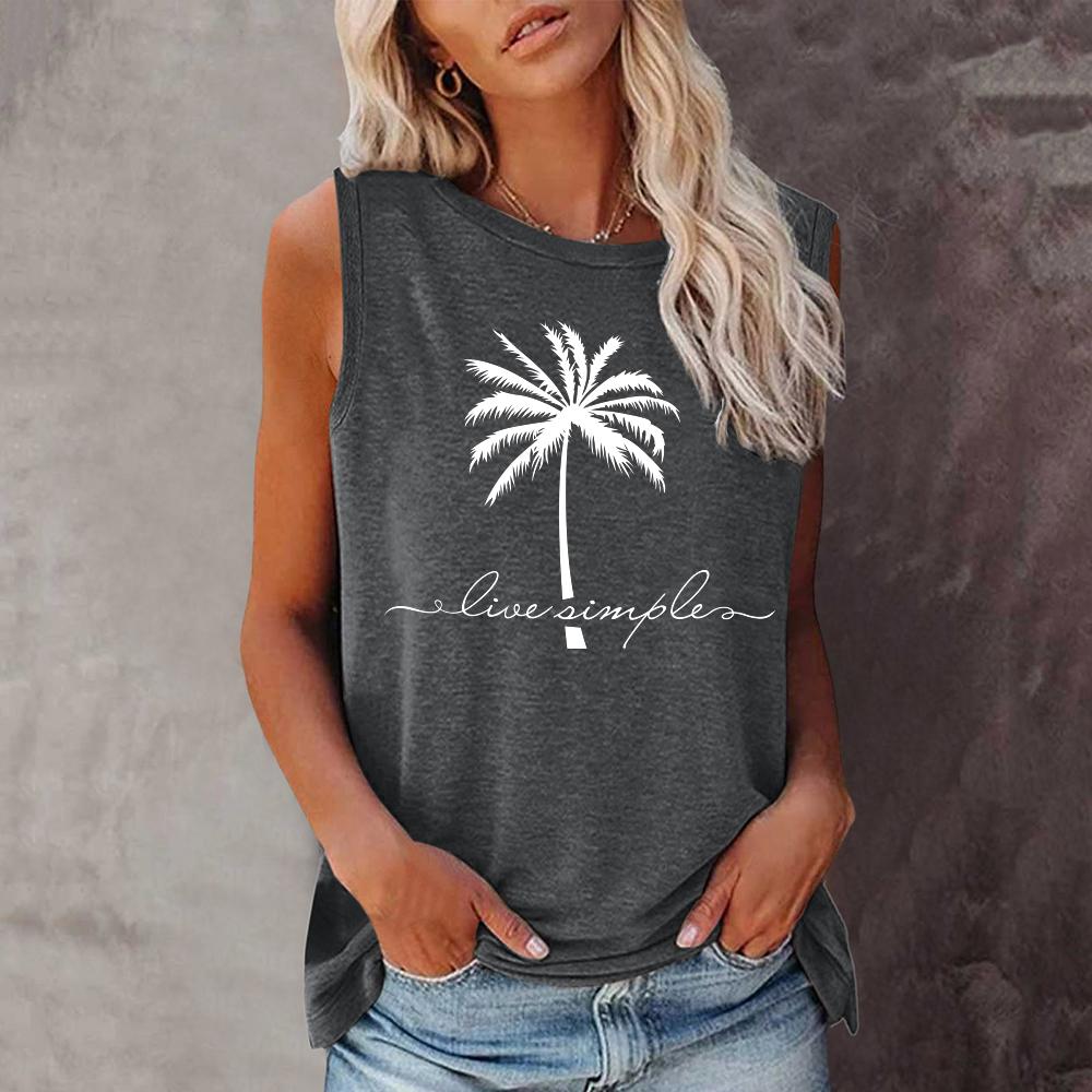 Seeyoushy Coconut Printing 2023 Новая летняя мода в стиле Харадзюку с круглым вырезом женская футболка без рукавов футболка Camisetas блузка