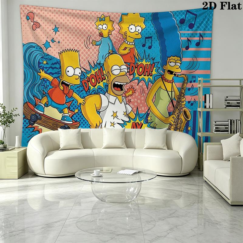 The Simpsons Wall Tapestry Aesthetic Wall Hanging Printed Fabric Blanket Decorative Tapestries for Bedroom Living Room Home Decor