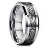 Fashion Men Gold Color Titanium Steel Celtic Dragon Rings Inlay Blue Carbon Fiber Rings For Men Wedding Jewelry Drop Shipping