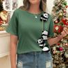 Свежий и Милый Стиль Зеленая Основа Принт Панда Повседневная Мода Лето Женская Футболка с Коротким Рукавом Унисекс Y2K Уличная Одежда