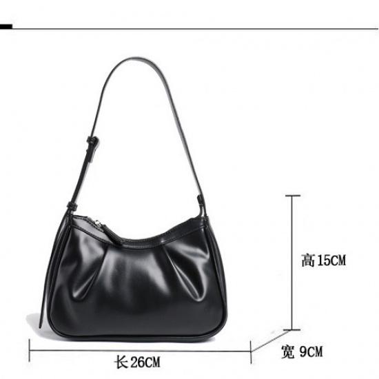 Нежный стиль Простая однотонная сумка подмышку Корейская Высококлассная Свежая Сумка-облако на одно плечо Универсальная плиссированная сумка для женщин