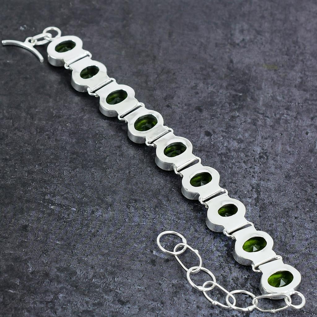 Браслет ручной работы из серебра 925 пробы с драгоценными камнями перидот 7-8 дюймов W3C46