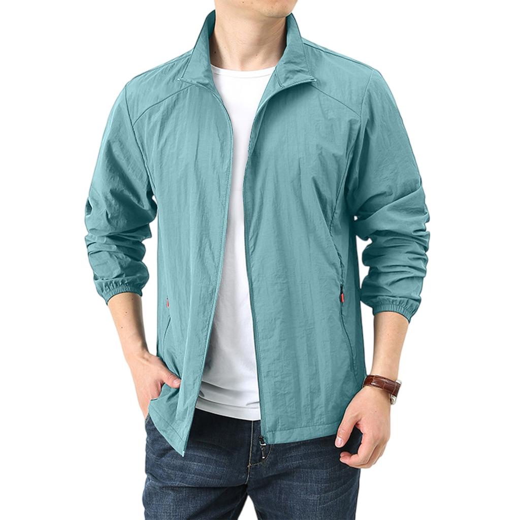 Men's Summer Light And Solid Color Outdoor Loose Large-sized Sun-protective Clothing, Waterproof Windbreaker Jacket