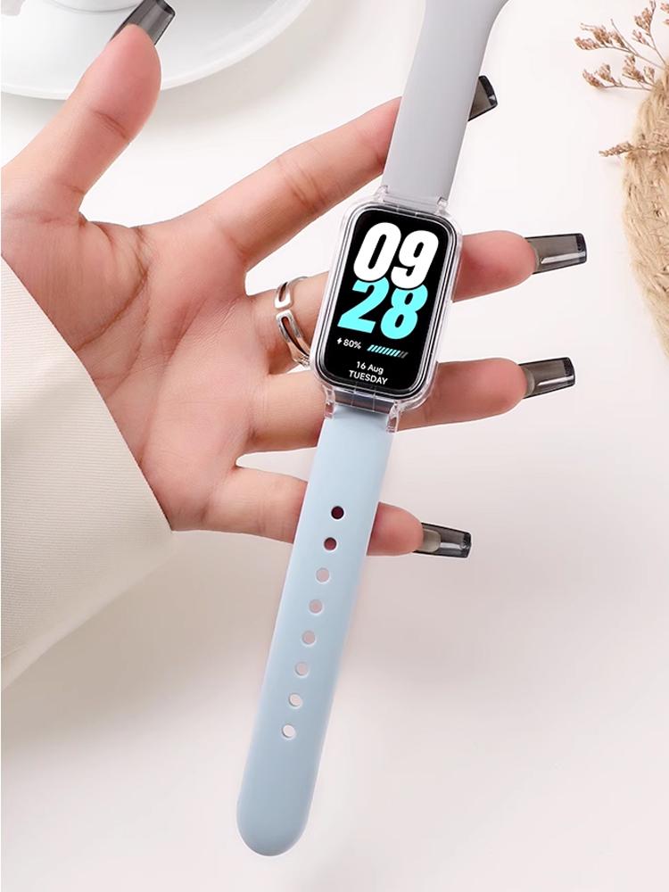 Чехол+Ремешки для Xiaomi mi band 9 8 active умные часы ремешок аксессуары Силиконовый браслет+Защитная ПК крышка для Redmi band 3