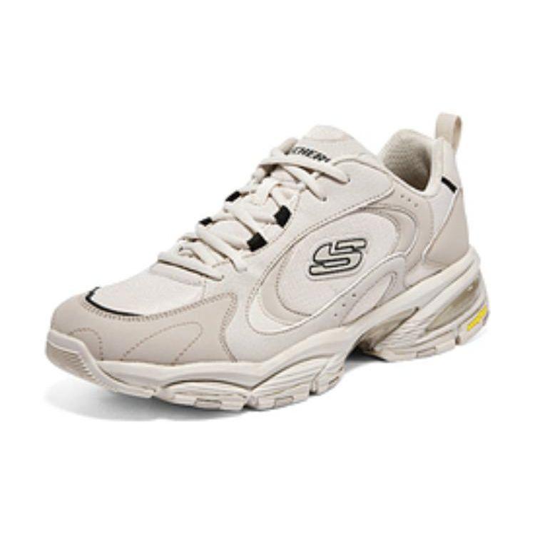 Skechers D'LITES Men White Low Top Dad Shoes Fabric Leather Synthetic Leather Comfortable 894163-NAT