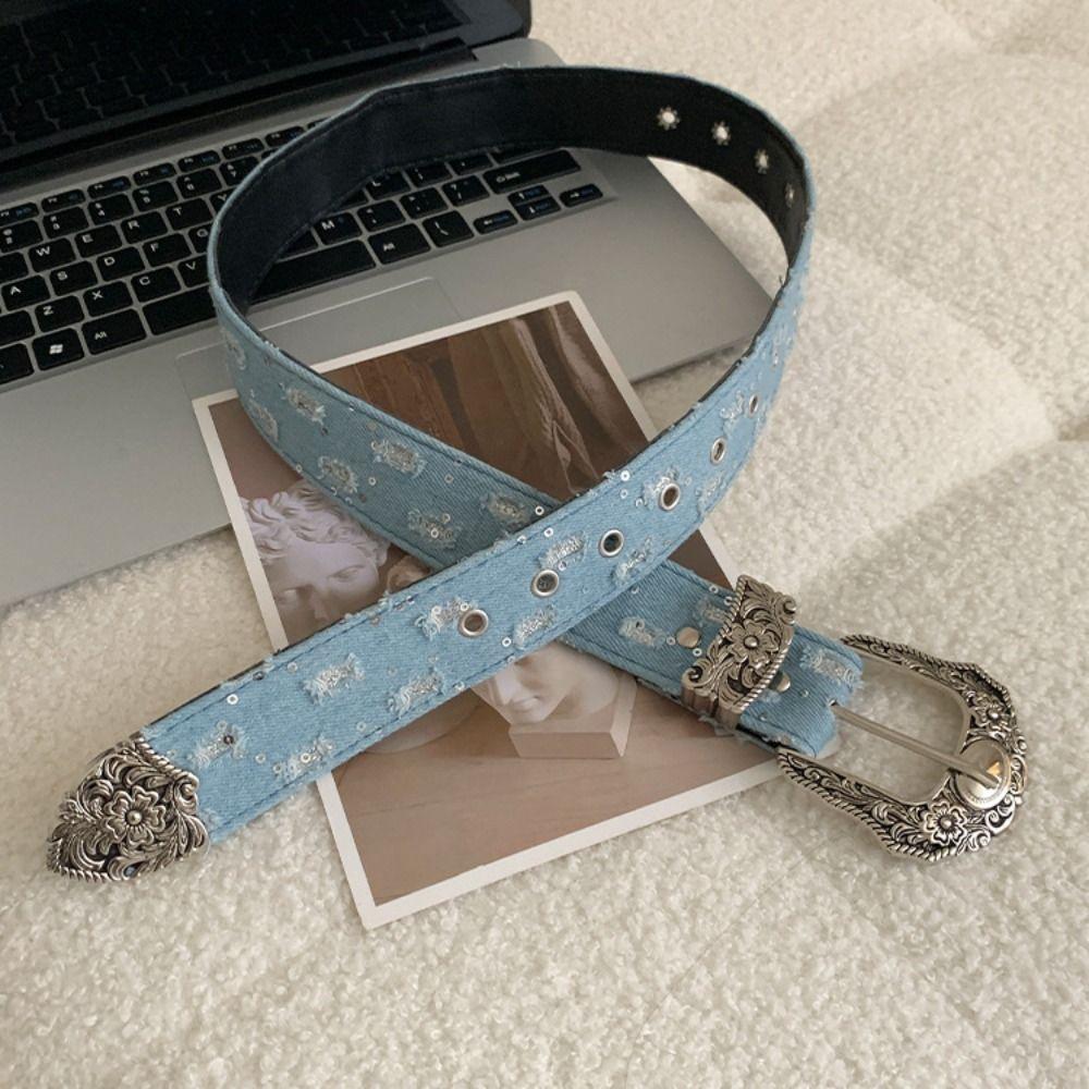 Korean Style Metal Buckle Belts Y2k Vintage Wide Belt Personality Retro Jeans Belt  Women