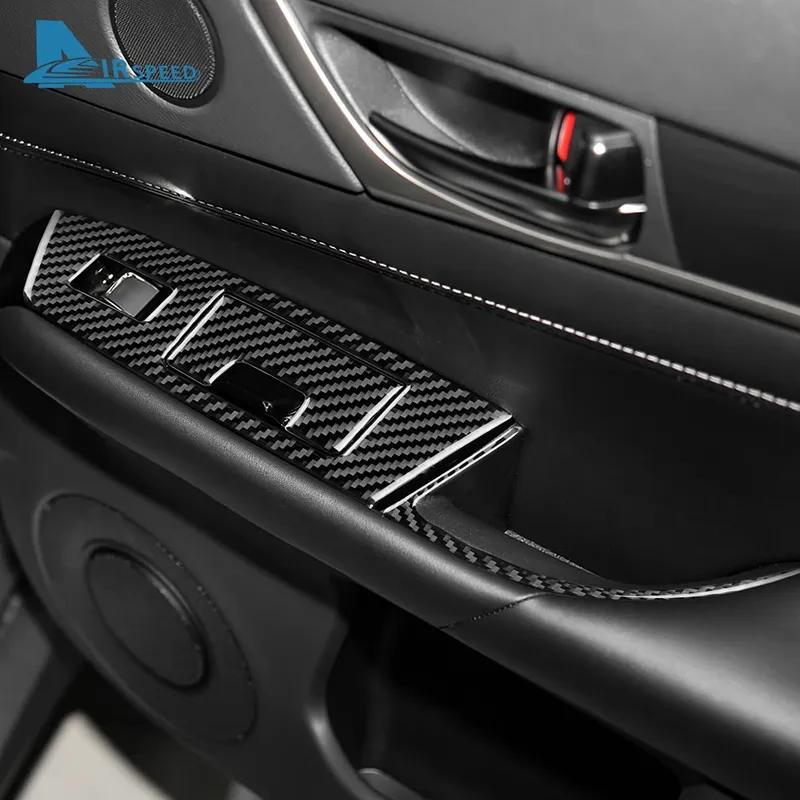 Real Soft Carbon Fiber Sticker For Lexus GS 2012 2013 2014 2015 2016 2017 2018 LHD RHD Car Window Lift Button Panel Trim
