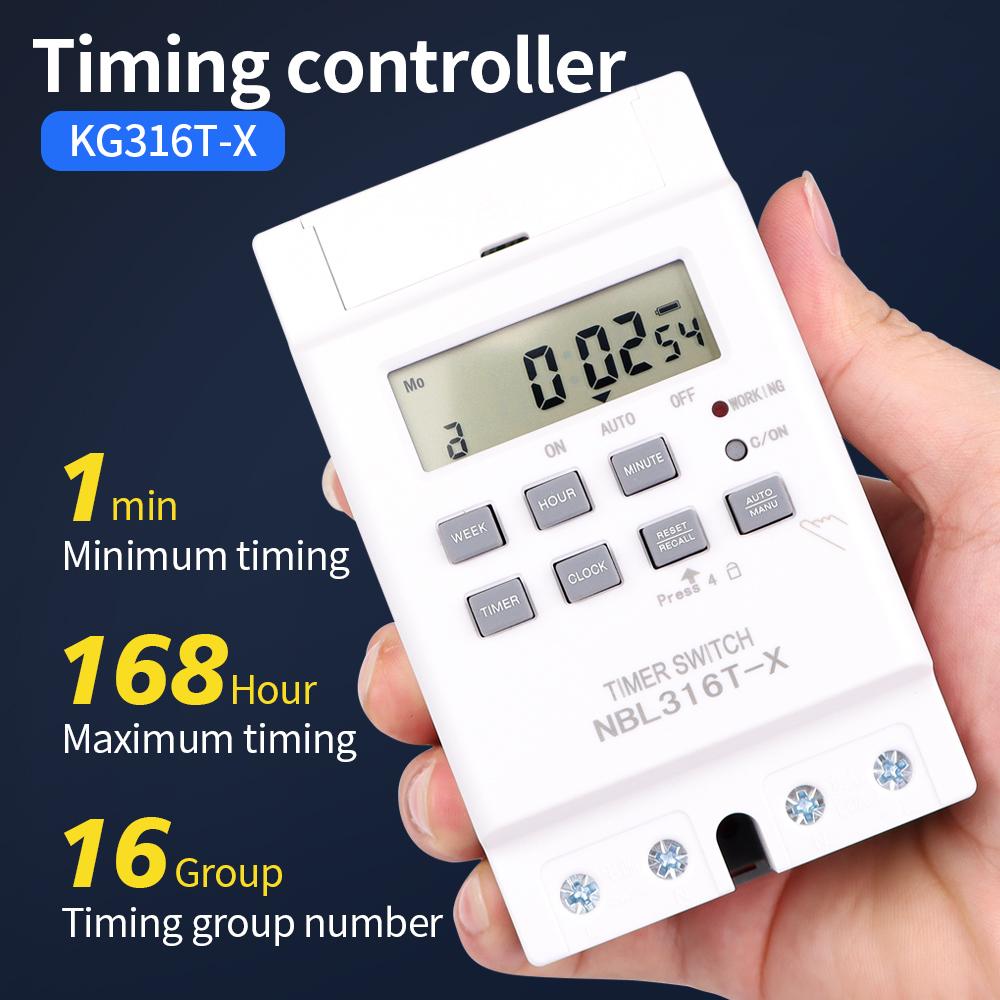 Electronic Weekly 7 Days Programmable Digital Timer Switch Relay 1s~168h Time Control 220V 25A Din Rail Mount KG3163
